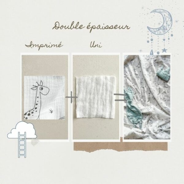Couverture sweet dream bébé double épaisseur gaze de coton ultra douce 120 x 120 CM – Image 14