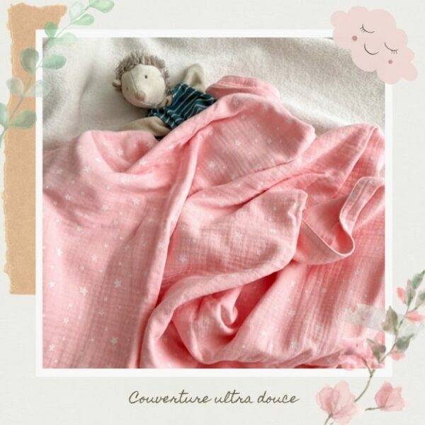 Couverture sweet dream bébé double épaisseur gaze de coton ultra douce 120 x 120 CM – Image 3