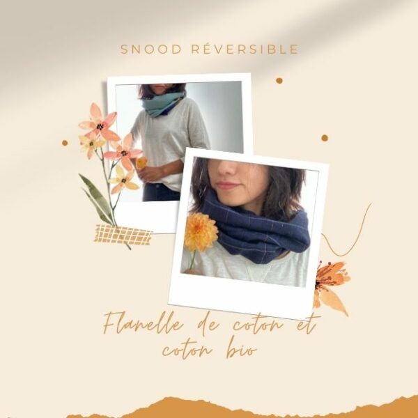 Snood réversible en coton bio et flanelle de coton – Image 6