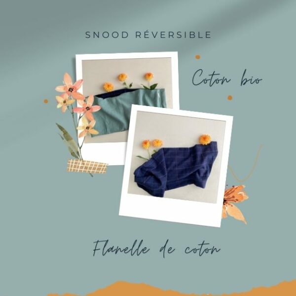 Snood réversible en coton bio et flanelle de coton – Image 3