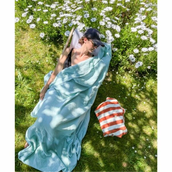 Plaid double épaisseur en gaze de coton maxi uni 135 x 190 cm