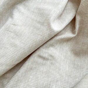 Tissu mélangé lin et coton petites rayures beige