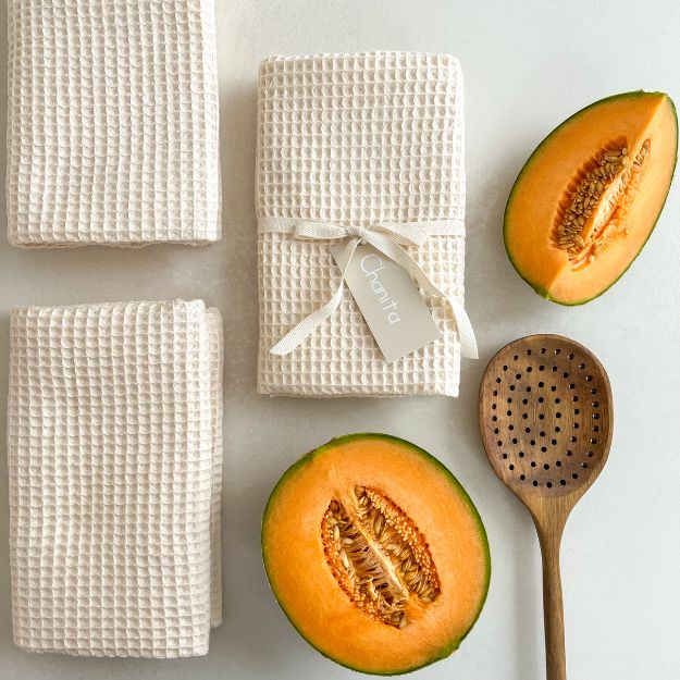 Torchon nid d'abeille en cotton. Fait main à Bordeaux