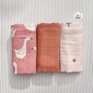 Lot de langes bébé 58 x 58 cm coton bio